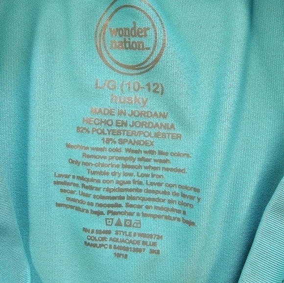 RASH guard swim shirt size large 10-12 Husky turquoise - Picture 5 of 7
